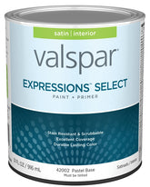 Valspar Expressions Select 4200 028.0042002.005 Latex Paint, Acrylic Base, Satin Sheen, Pastel Base, 1 qt